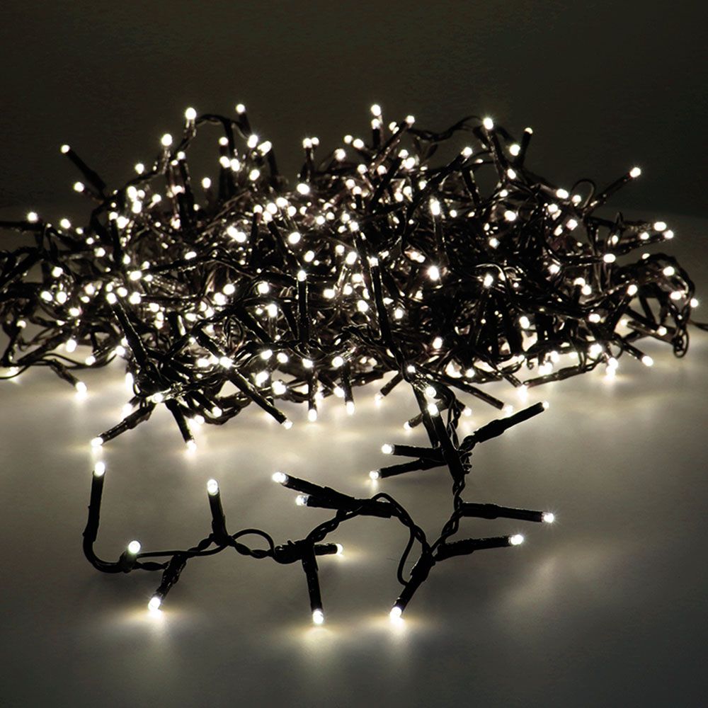 Guirnalda multifunción, uso exterior, led compact, blanco cálido, cable verde, 500 leds, 16 m