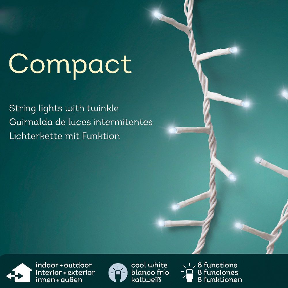 Guirnalda multifunción, uso exterior, led compact, blanco frío, cable blanco, 500 leds, 16 m