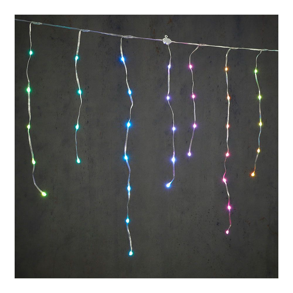Cortina led efecto carámbano multicolor 300 x 70 cm