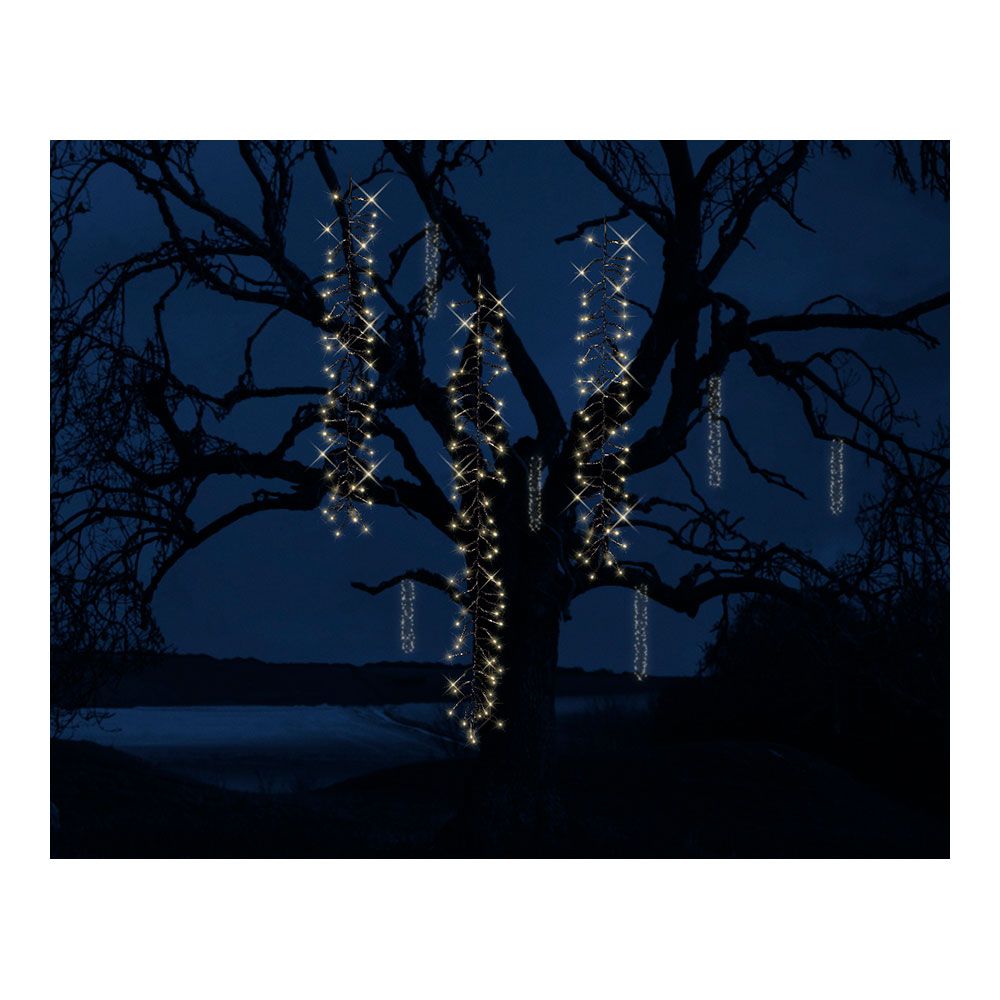 Cortina multifunción, exterior, especial para arboles, forma cascada, luz cálida, 480 leds, 2 m