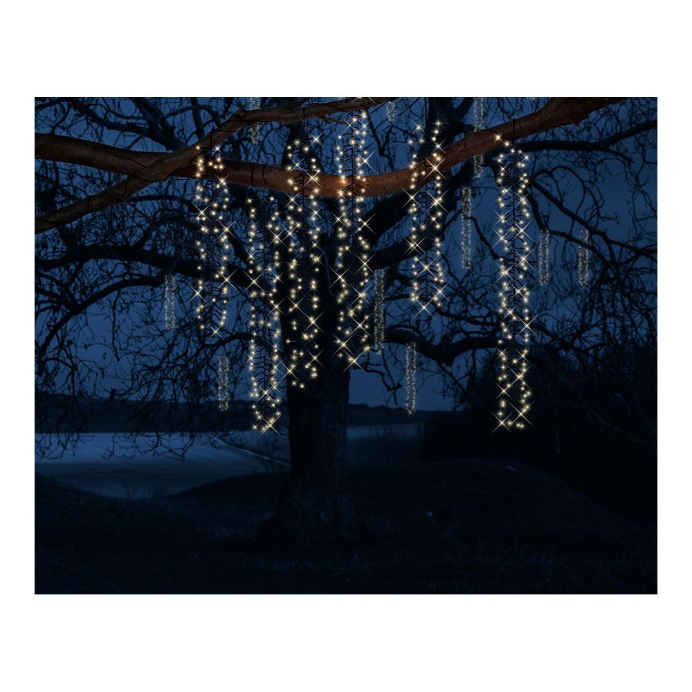 Cortina multifunción, exterior, especial para arboles, forma cascada, luz cálida, 480 leds, 2 m