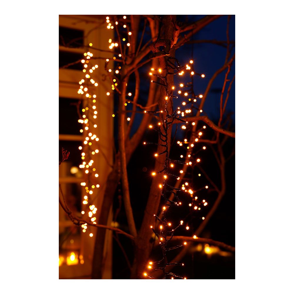 Cortina multifunción, exterior, especial para arboles, forma cascada, luz cálida, 480 leds, 2 m