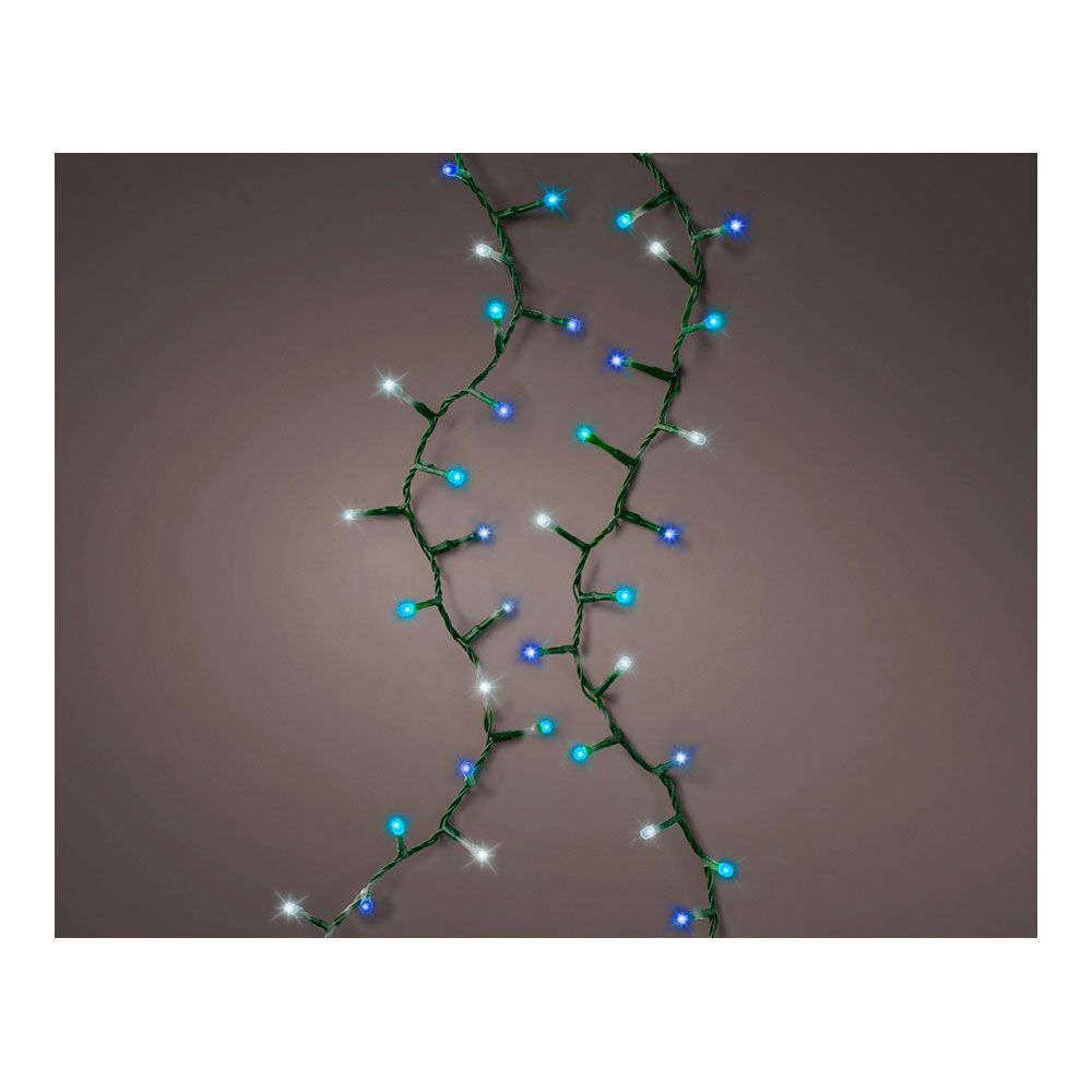 Guirnalda multifunción, uso exterior, led compact, multicolor azul, cable verde, 750 leds, 21 m
