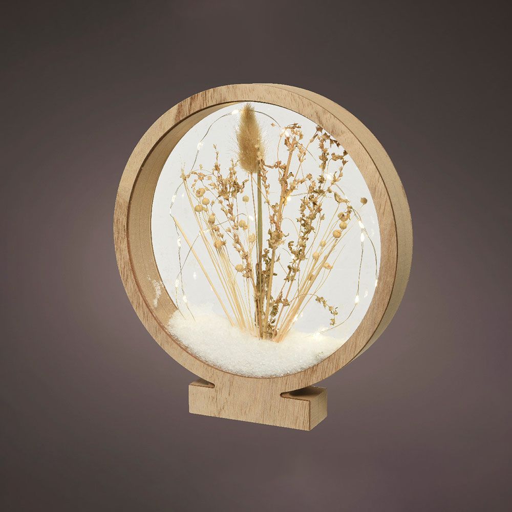 Círculo de madera con microleds 25 leds, 4,30 x 25 x 27,5 cm