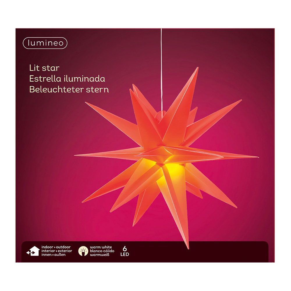 Figura led estrella roja 6 leds exterior ø40 x 40 cm