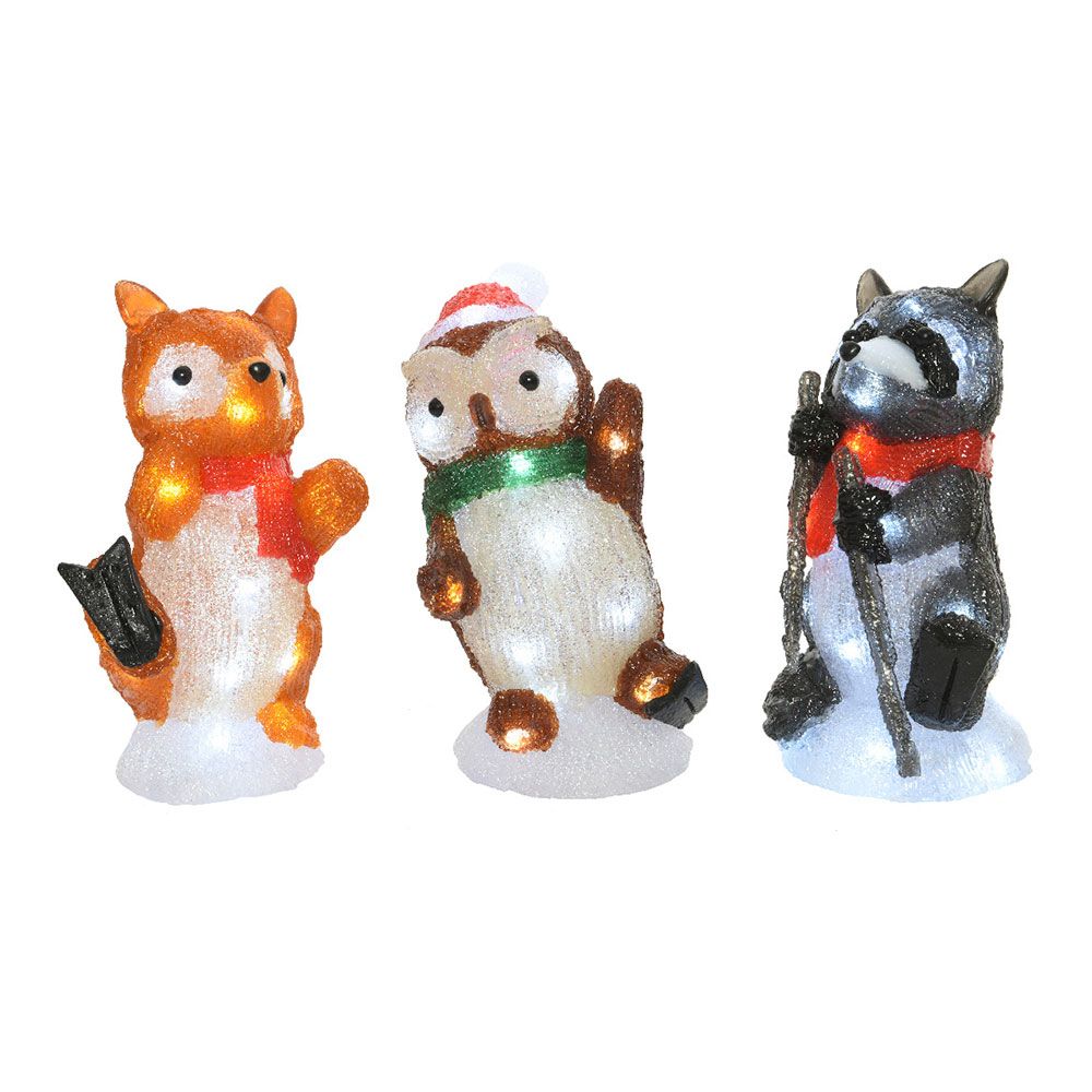 Figuras de animales acrilicas led para exterior 13x10x24cm 20 leds modelos surtidos