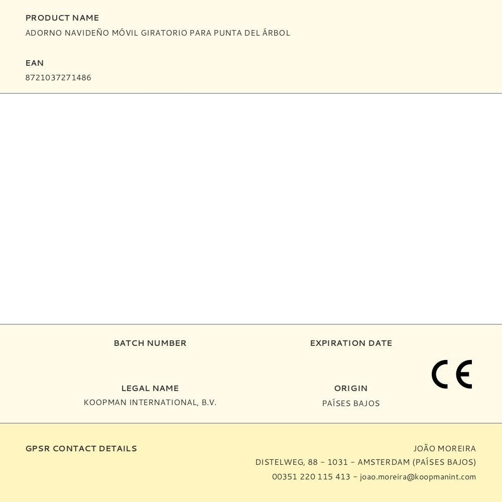 Adorno navideño móvil giratorio para punta del árbol