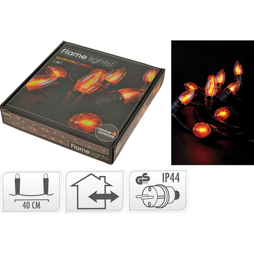 Guirnalda 10 led 220 v efecto llama ip44 510 cm