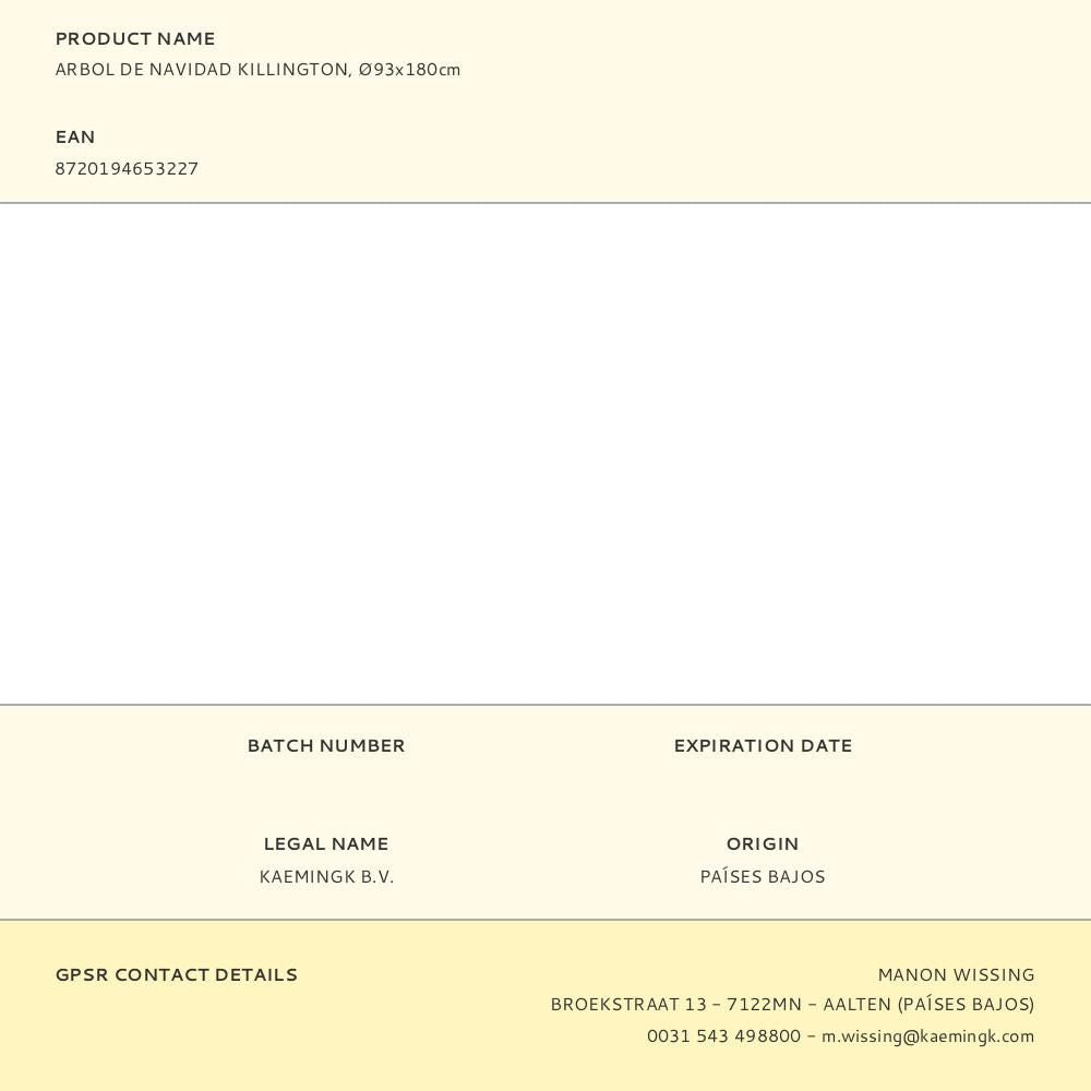 Arbol de navidad killington, ø93x180cm