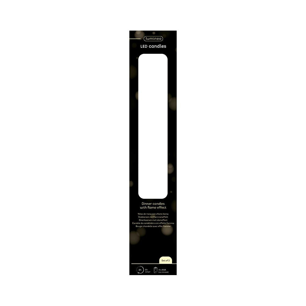 Vela de cera led efecto llama color gris, ø2 x 24,5 cm, 2 uds