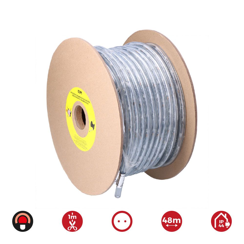 Tubo flexiled 2 vias fijo 48 m 30 leds/m ip44 rojo