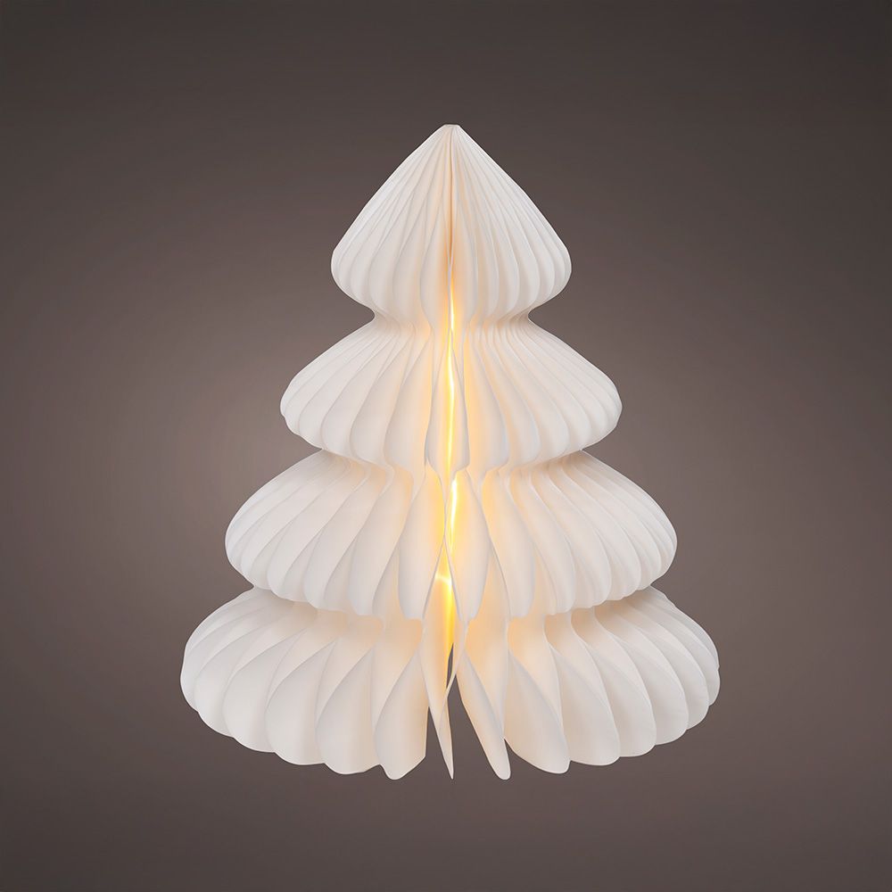 Árbol de papel blanco, 20 leds, ø24 x 28 cm
