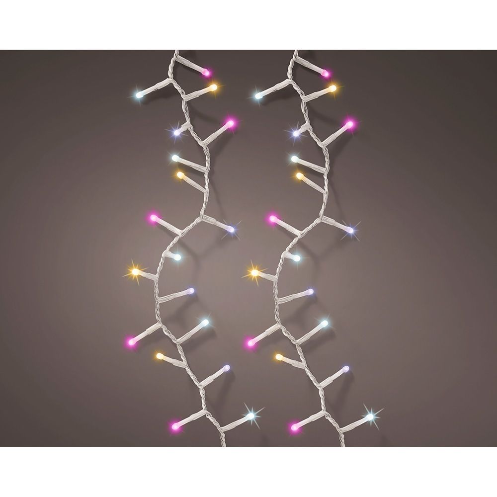 Guirnalda multifunción, uso exterior, basic, multicolor rosa, cable transparente, 500 leds, 16 m
