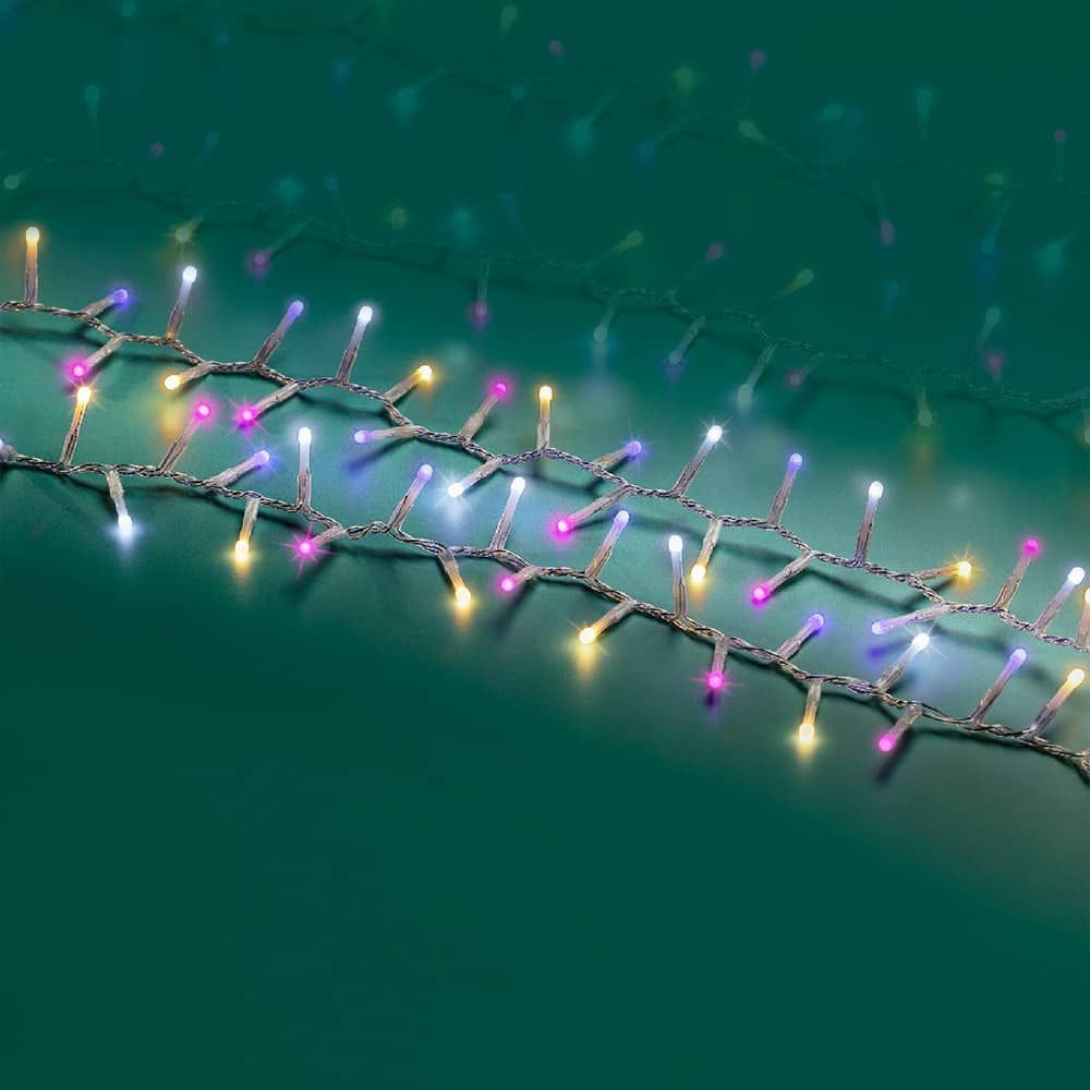 Guirnalda multifunción, uso exterior, basic, multicolor rosa, cable transparente, 500 leds, 16 m