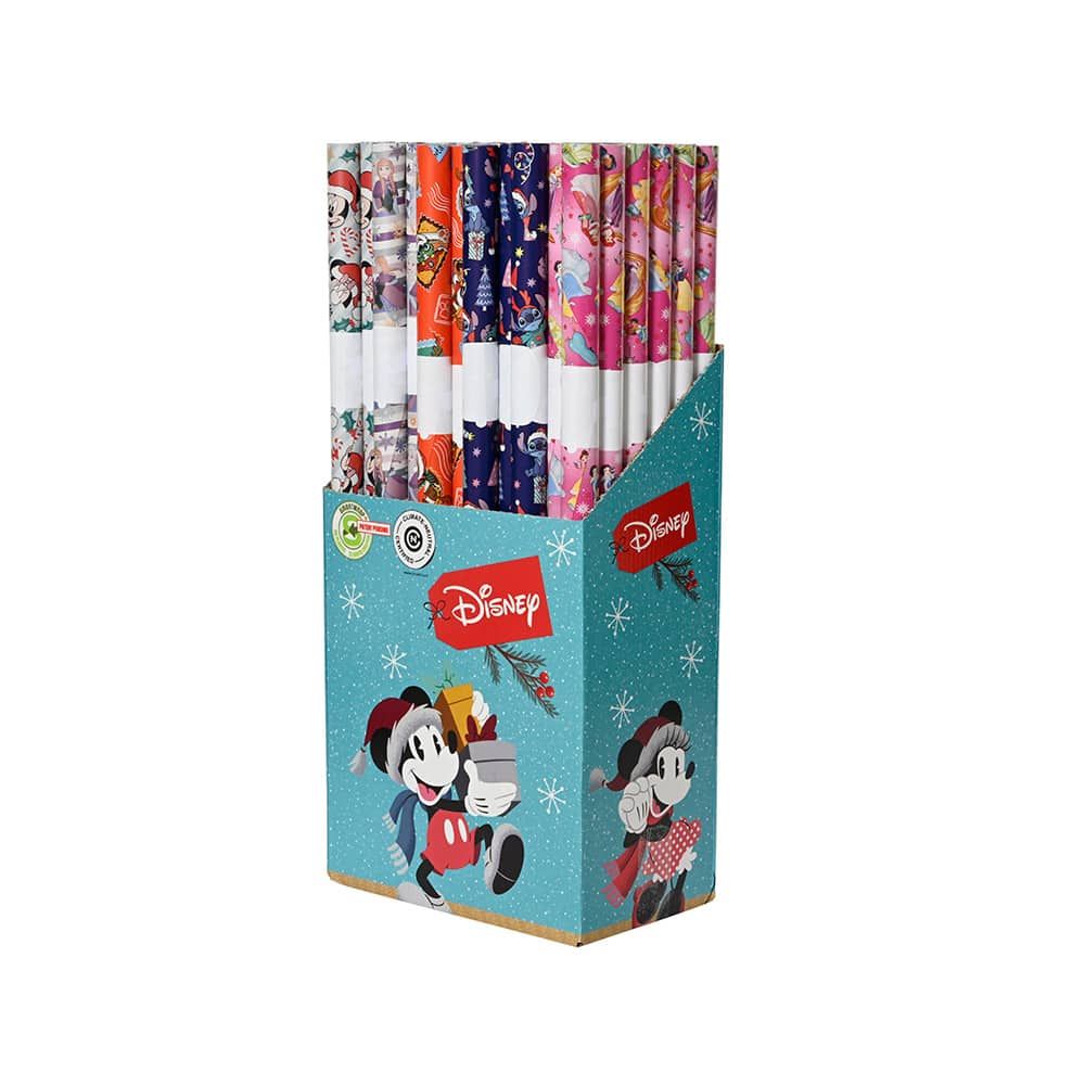Papel regalo infantil, disney con motivos navideños, 5 modelos, 70 x 200 cm, 60 uds, caja