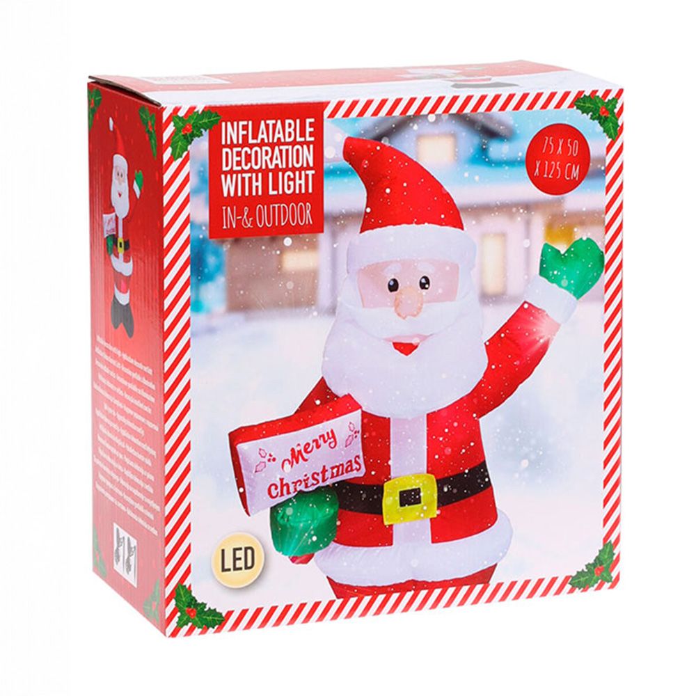 Papa noel inflable con luz, 75 x 50 x 125 cm