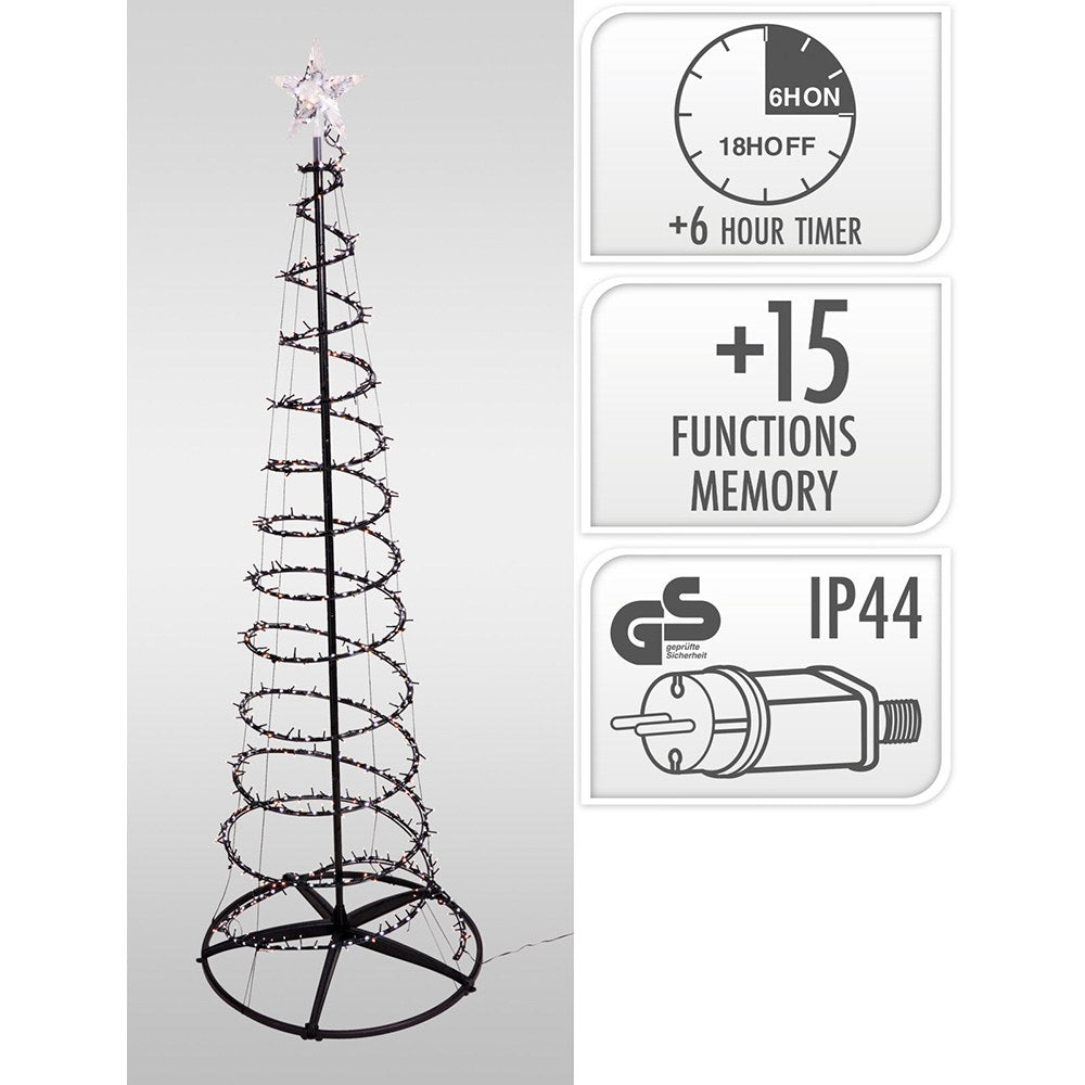 Árbol de navidad 640 led rgb negro exterior 180 cm