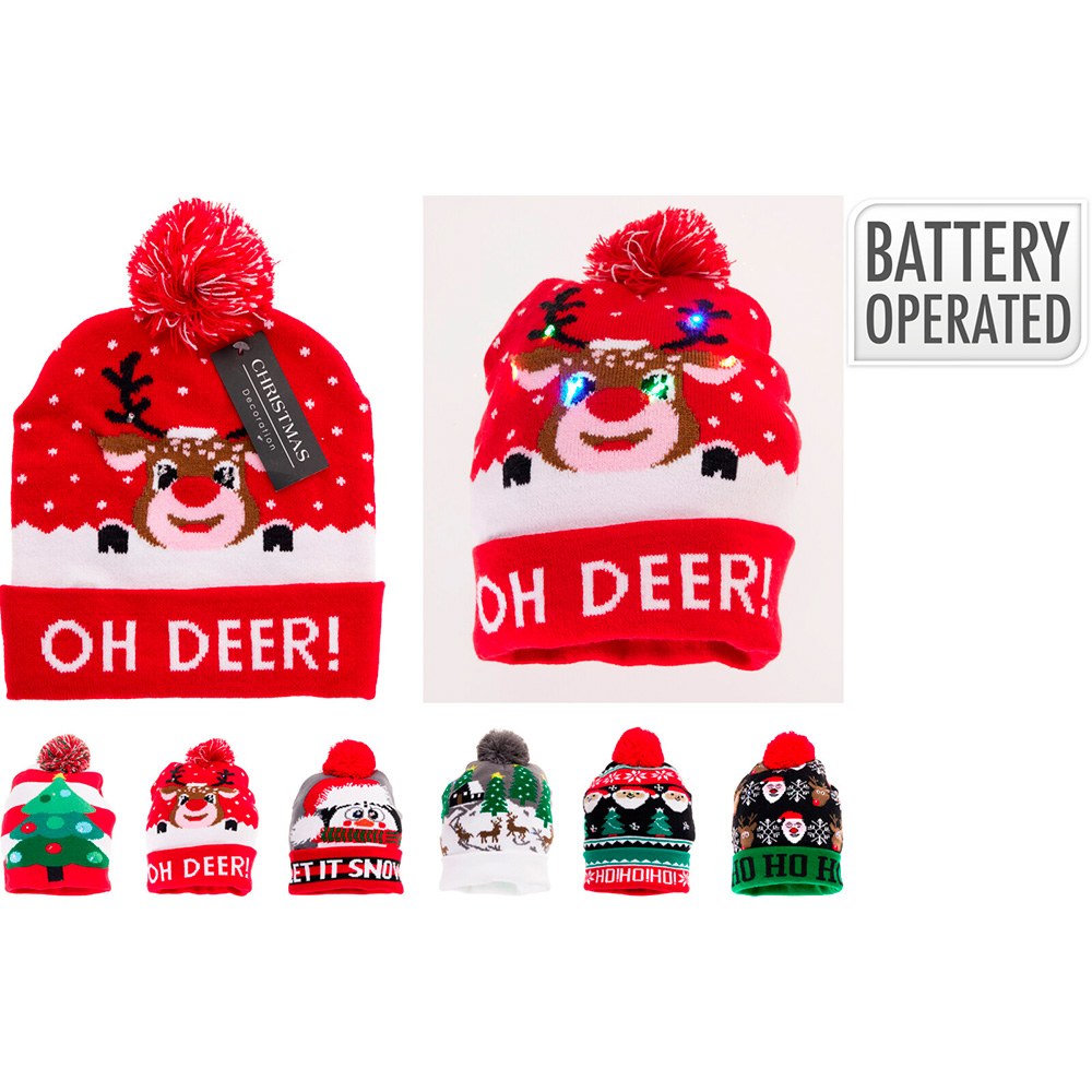 Gorro con luz led motivos navideños modelos variados