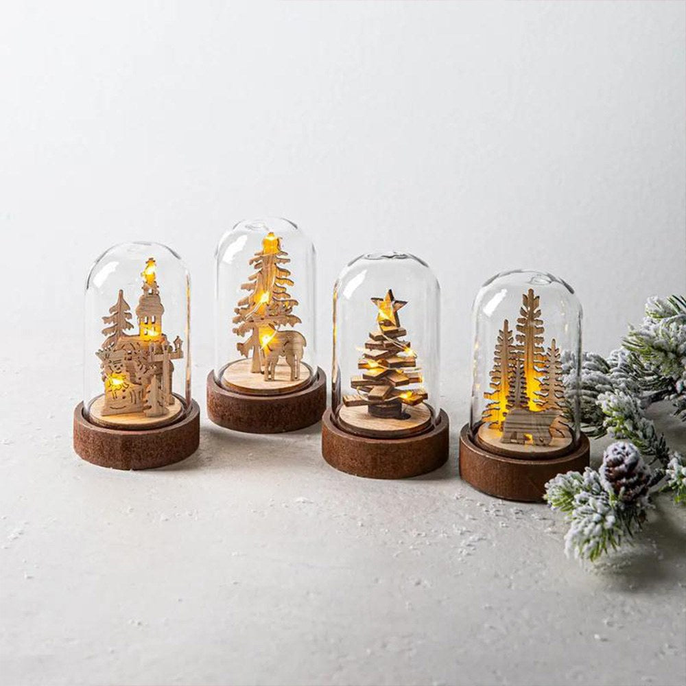 Figura decoración de madera con luz led navidad modelos variados