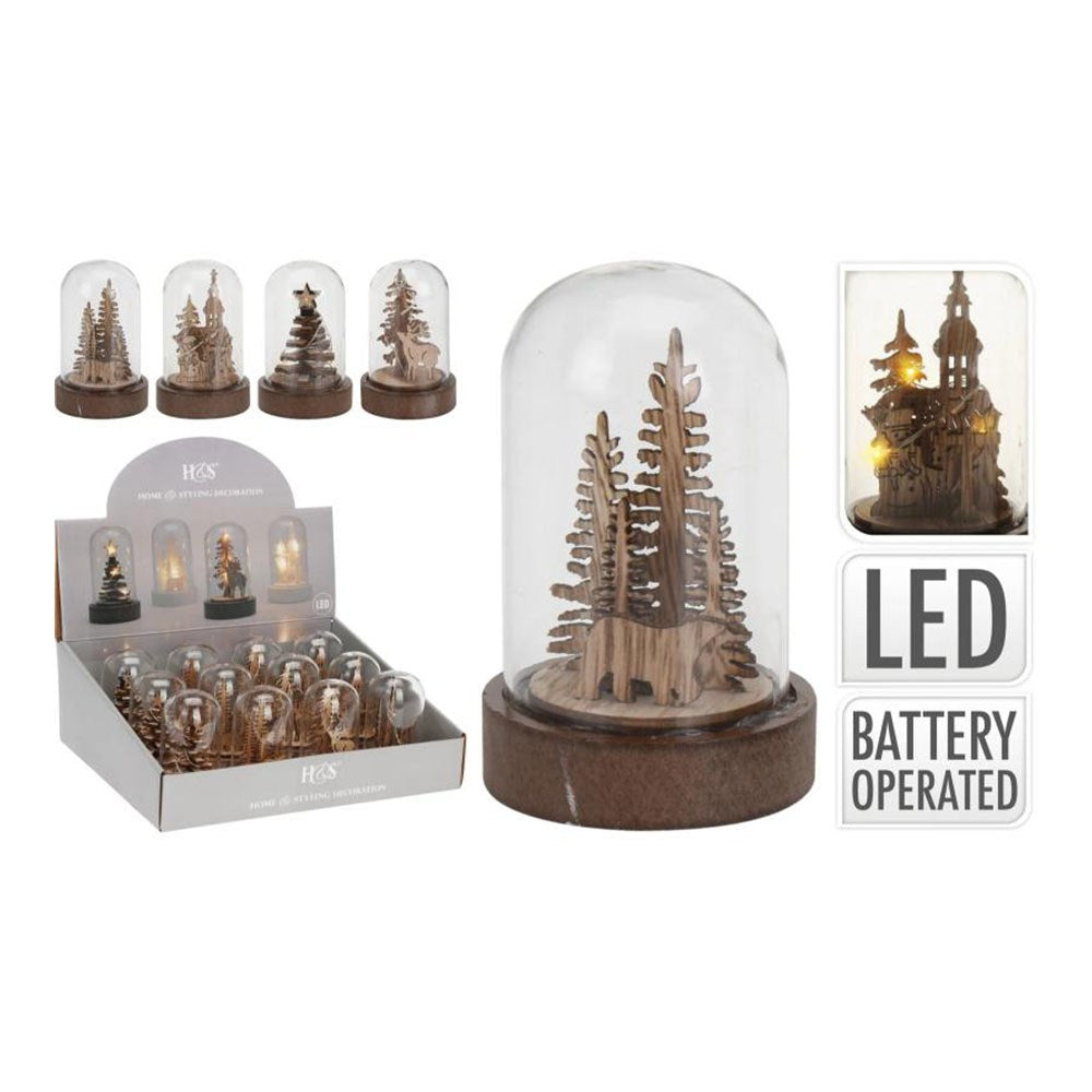 Figura decoración de madera con luz led navidad modelos variados