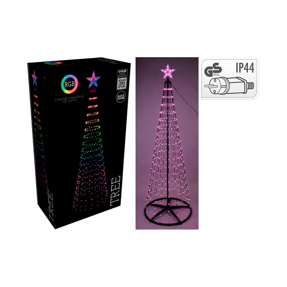Árbol de navidad 370 led rgb negro exterior 210 cm