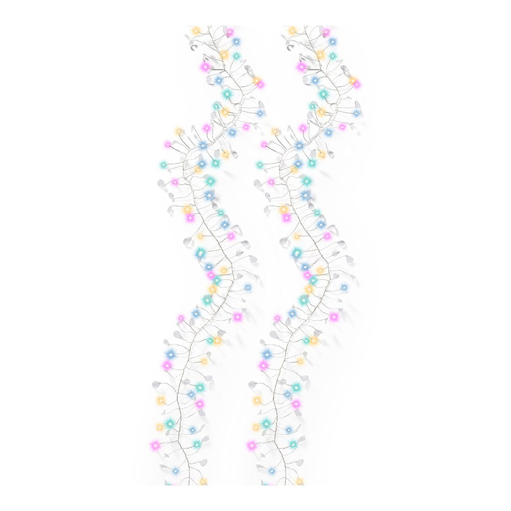 Guirnalda micro led multicolor de interior con cristales y alambre plateado 1,2 m