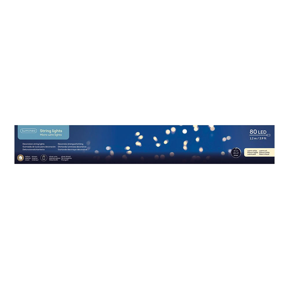 Guirnalda micro led multicolor de interior con cristales y alambre plateado 1,2 m