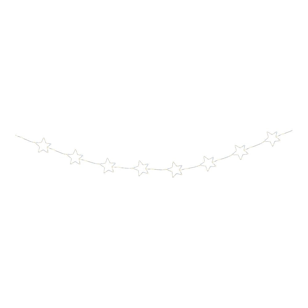 Guirnalda led exterior con estrellas, luz cálida, parpadeante, 150 leds, cable plateado, 2,15 m