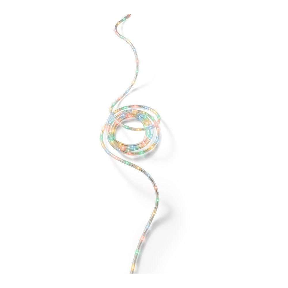 Cordón de luces led multicolor, uso exterior, 216 leds, 8 funciones, alambre plateado, 9 m