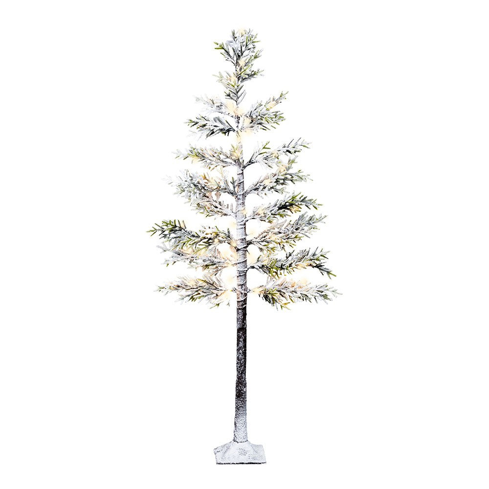 Árbol nevado led con función fija y parpadeante para uso exterior, 72 leds, ø60 x 1,5 m