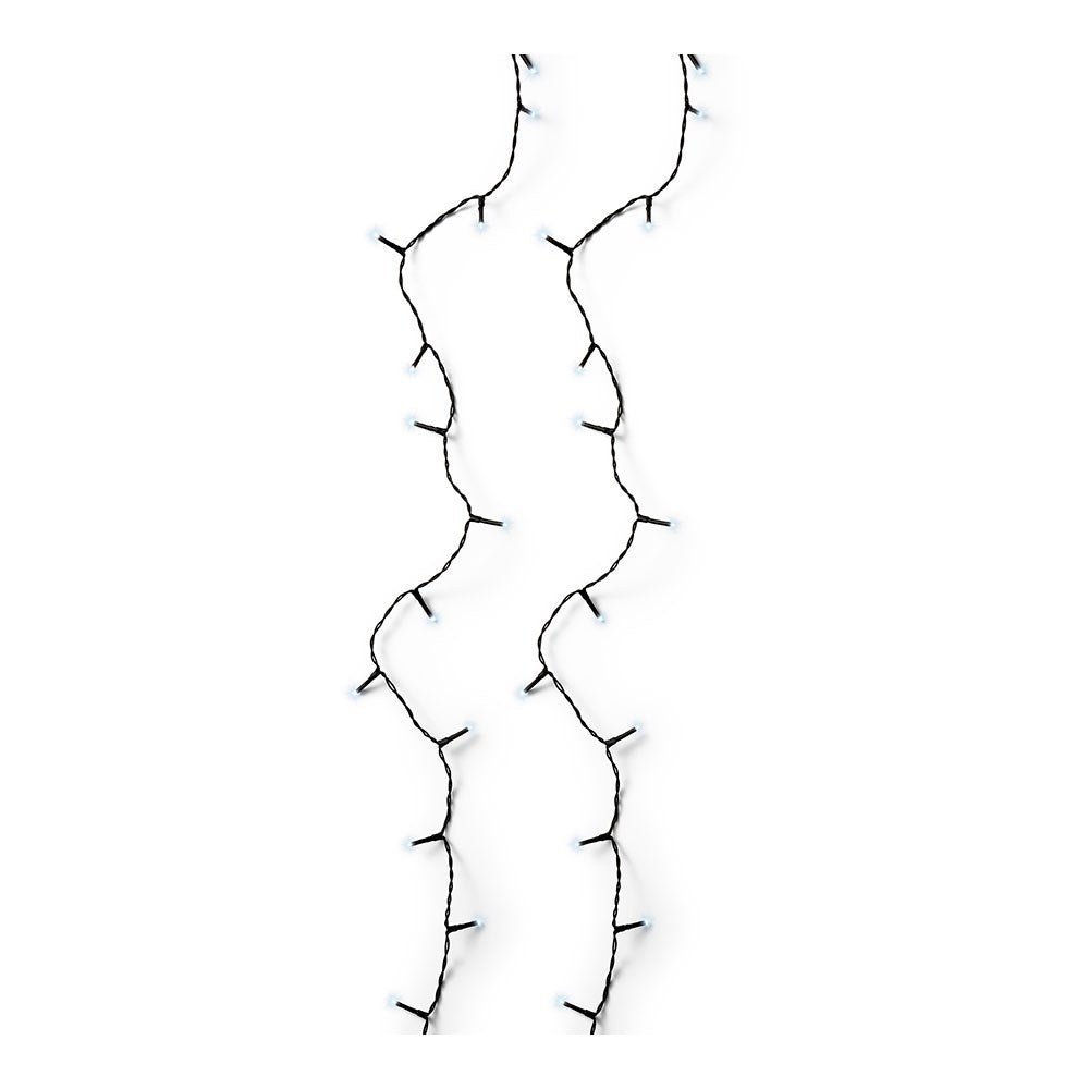 Guirnalda multifunción, uso exterior, basic, blanco frío, cable negro, 120 leds, 9 m