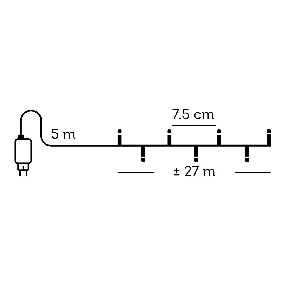 Guirnalda multifunción, uso exterior, basic, blanco frío, cable negro, 360 leds, 27 m