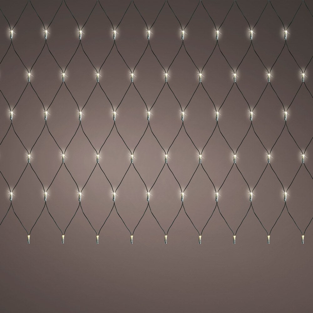 Red de luces led fija exterior, blanco cálido, cable negro, 2 x 2 m