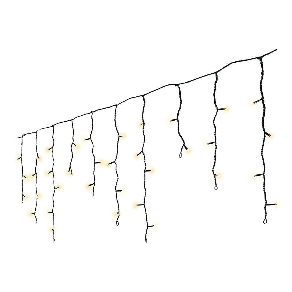 Cortina multifunción, exterior, con carámbanos, blanco cálido, cable negro, 5 m