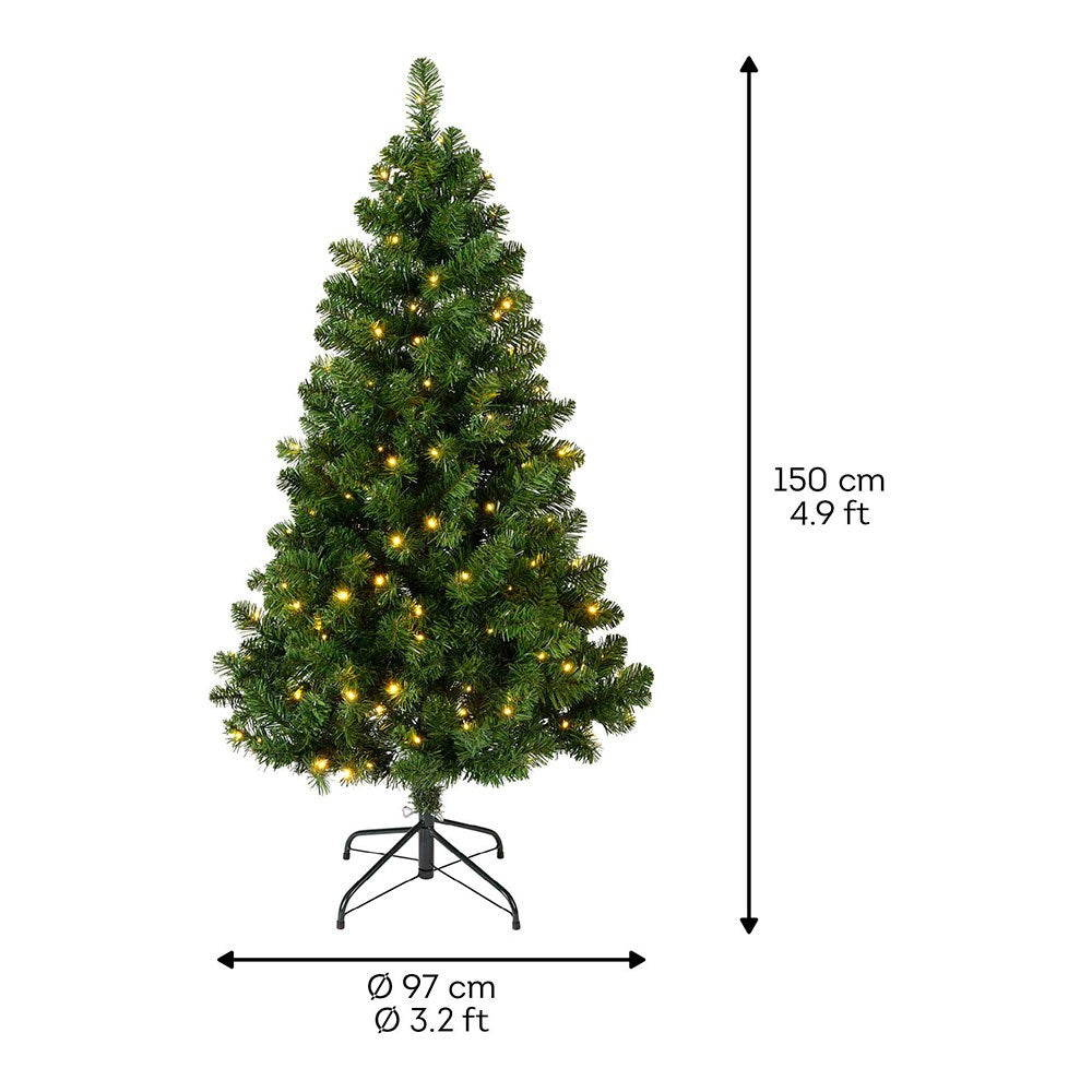 Árbol de navidad pino imperial, uso interior, multifunción, blanco cálido, 170 leds, ø97 x 150 cm
