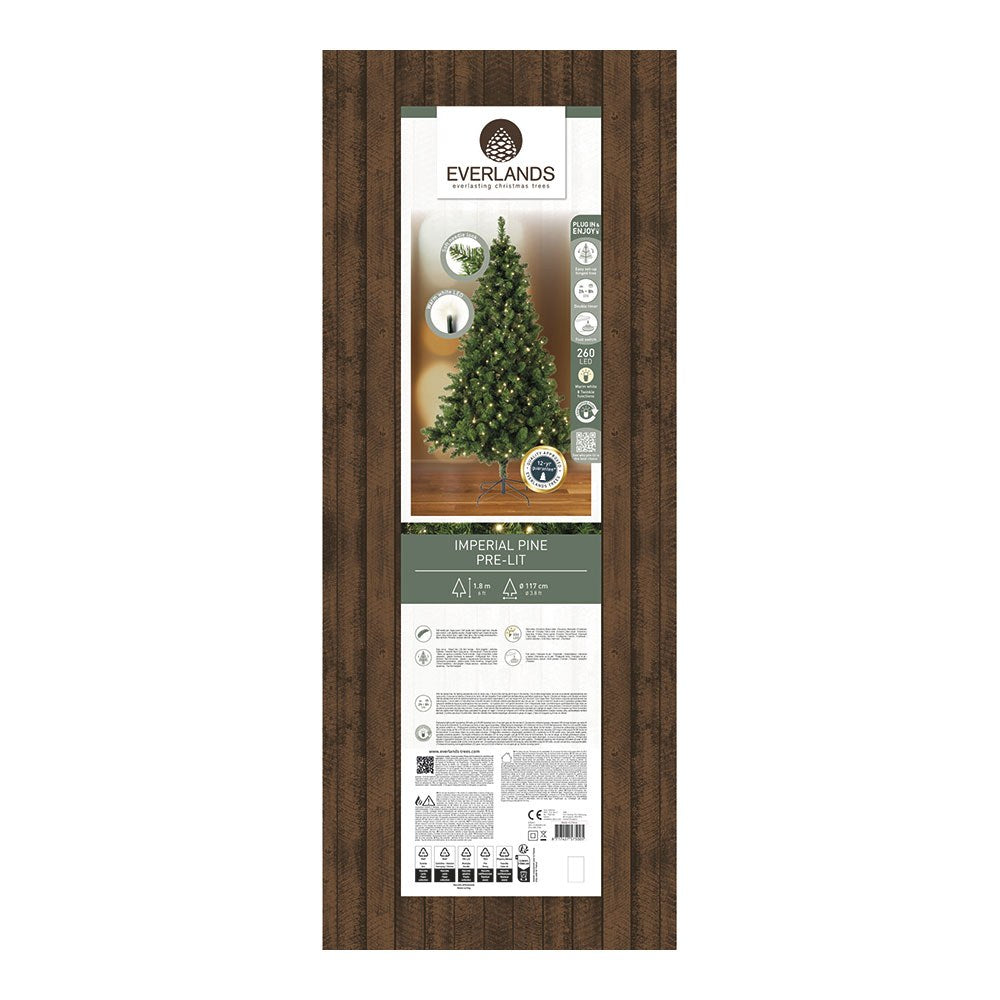 Árbol de navidad pino imperial, uso interior, multifunción, blanco cálido, 260 leds, ø117 x 180 cm
