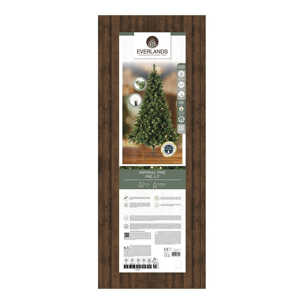 Árbol de navidad pino imperial, uso interior, multifunción, blanco cálido, 380 leds, ø137 x 210 cm