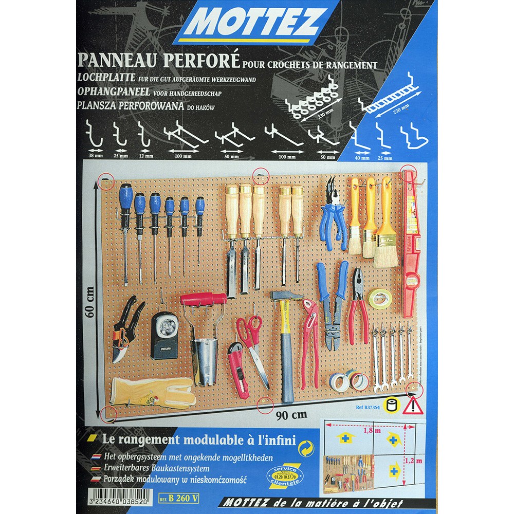 Panel perforado sin ganchos, 90 x 60 cm