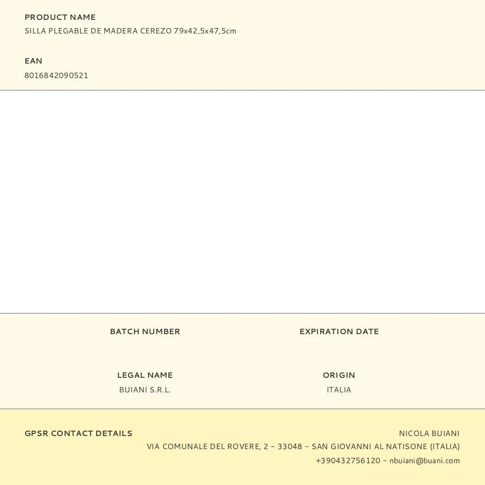 Silla plegable de madera cerezo 79x42,5x47,5cm