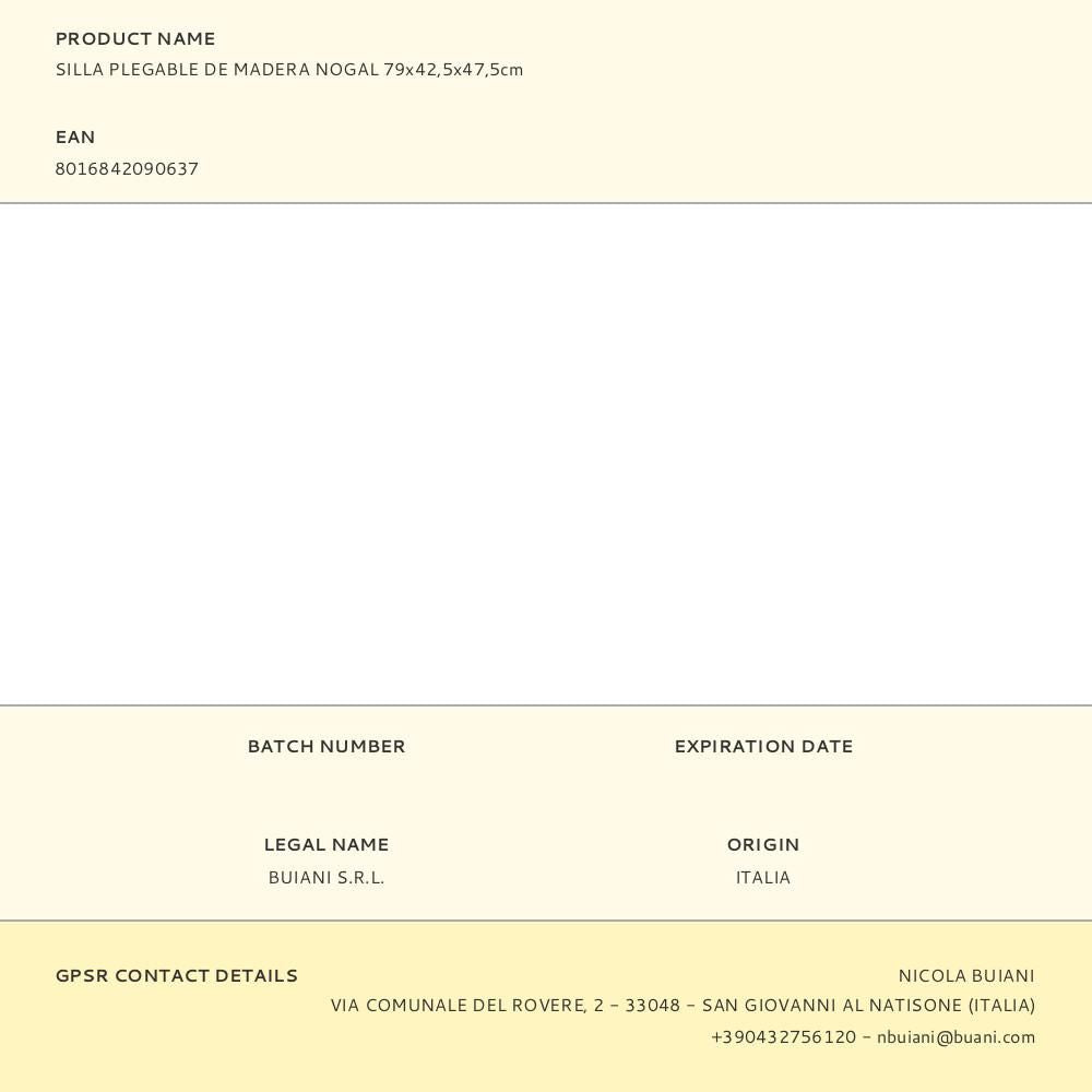 Silla plegable de madera nogal 79x42,5x47,5cm