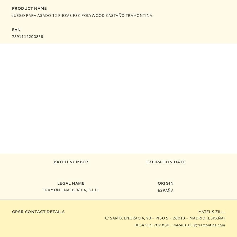 Juego para asado fsc polywood castaño 12 piezas