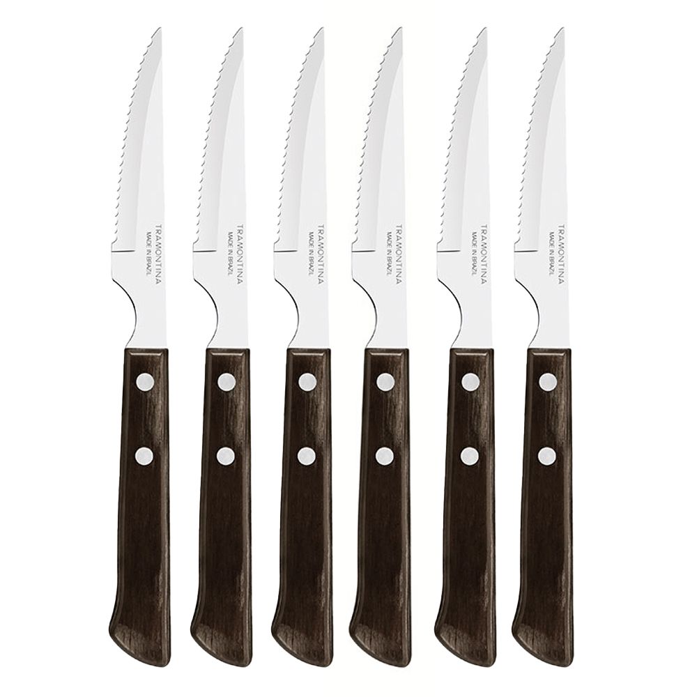 Cuchillos de asado polywood castaño 10,16 cm 6 uds