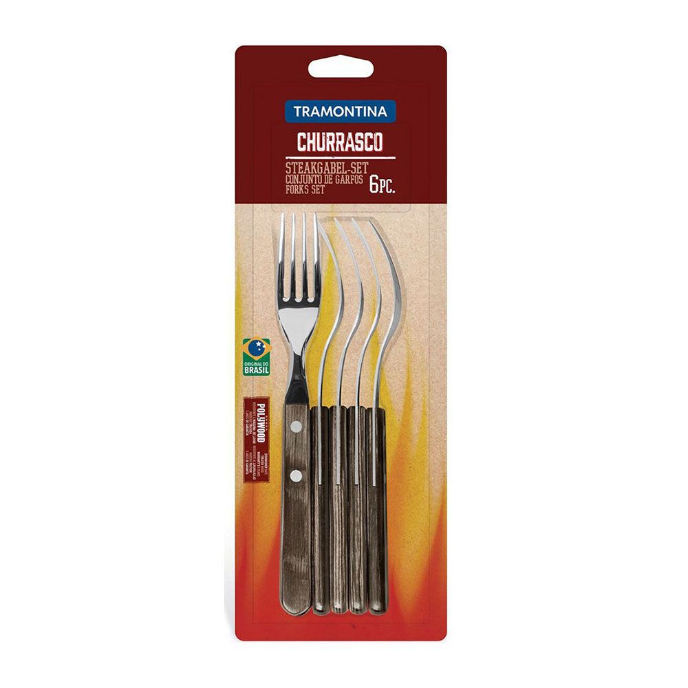 Tenedor de mesa jumbo polywood castaño 20,5 cm 6 uds