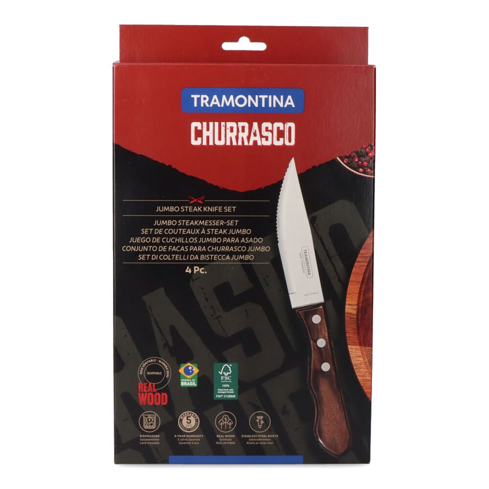 Cuchillos de asado jumbo polywood castaño 12,2 cm, 4 uds