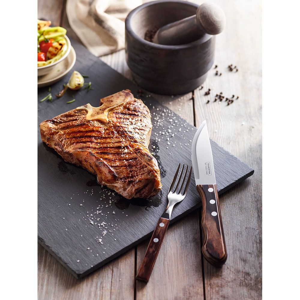 Cuchillos de asado jumbo polywood castaño 12,2 cm, 4 uds