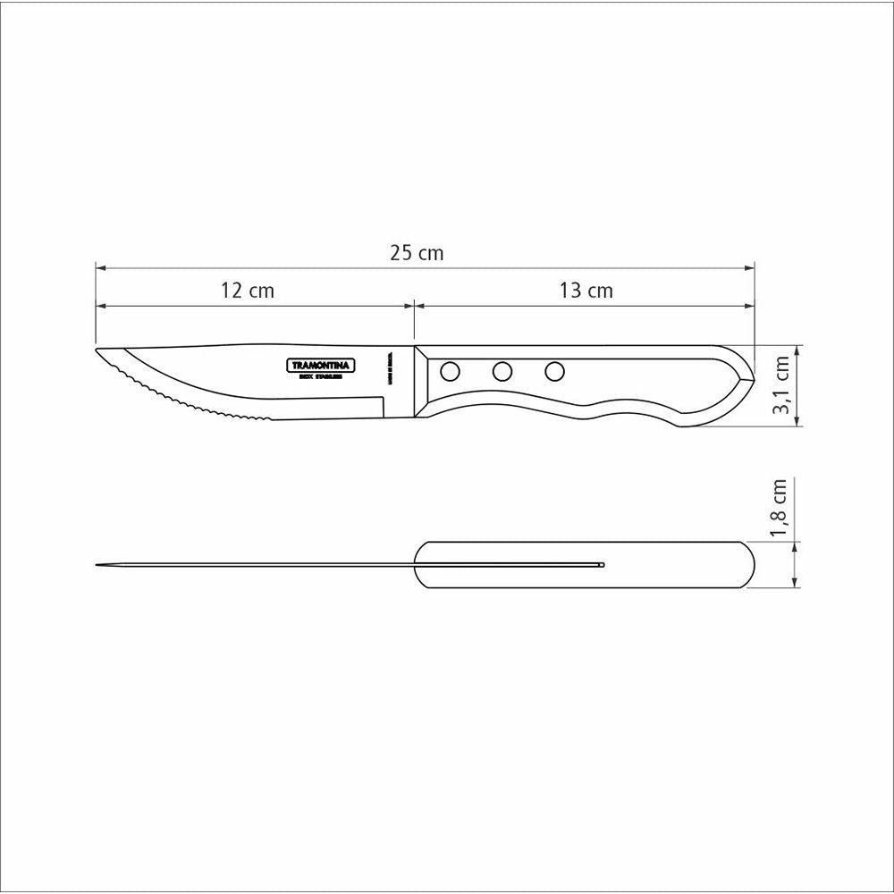 Cuchillos de asado jumbo polywood castaño 12,2 cm, 4 uds
