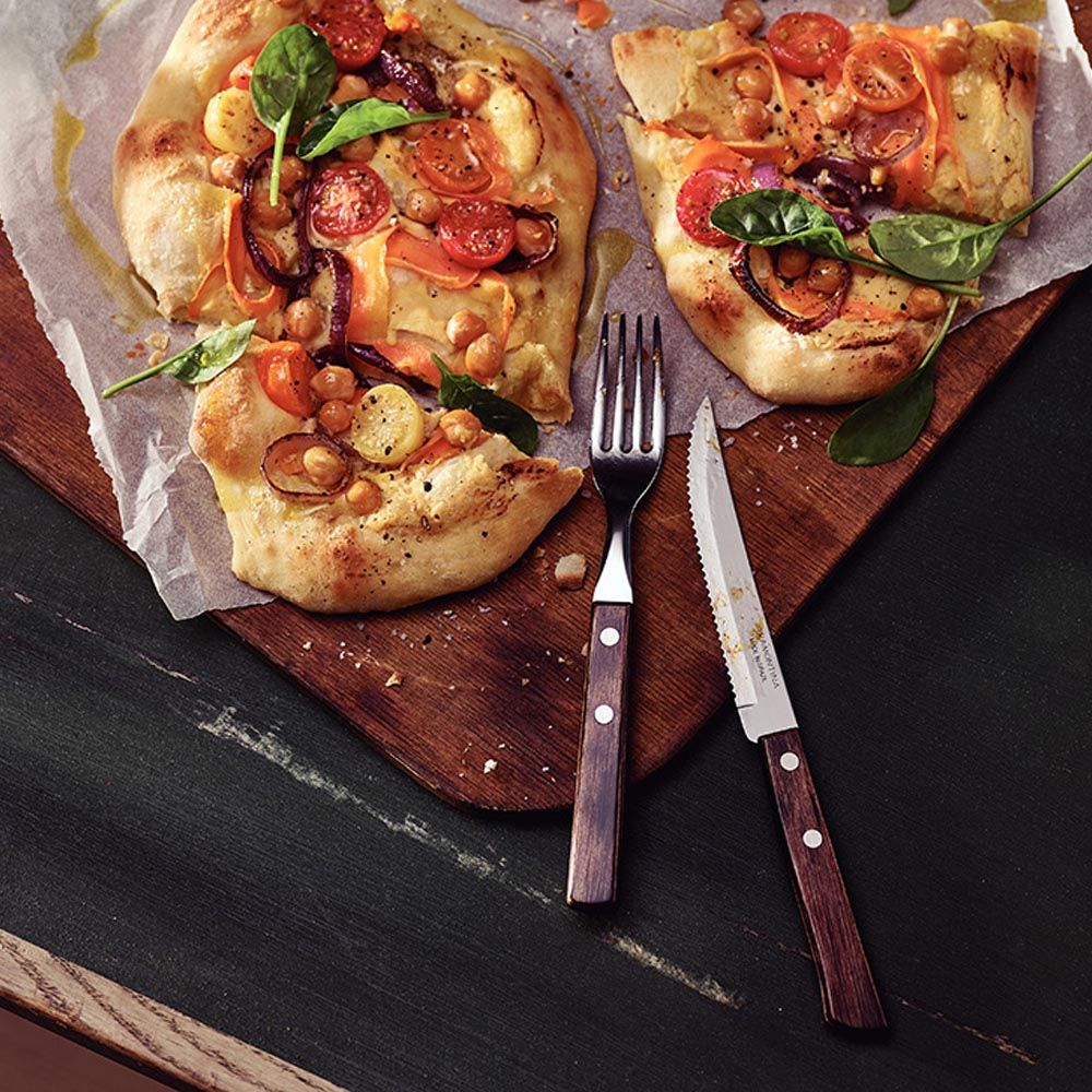 Cuchillos de asado polywood castaño 12,7 cm expositor 60 uds