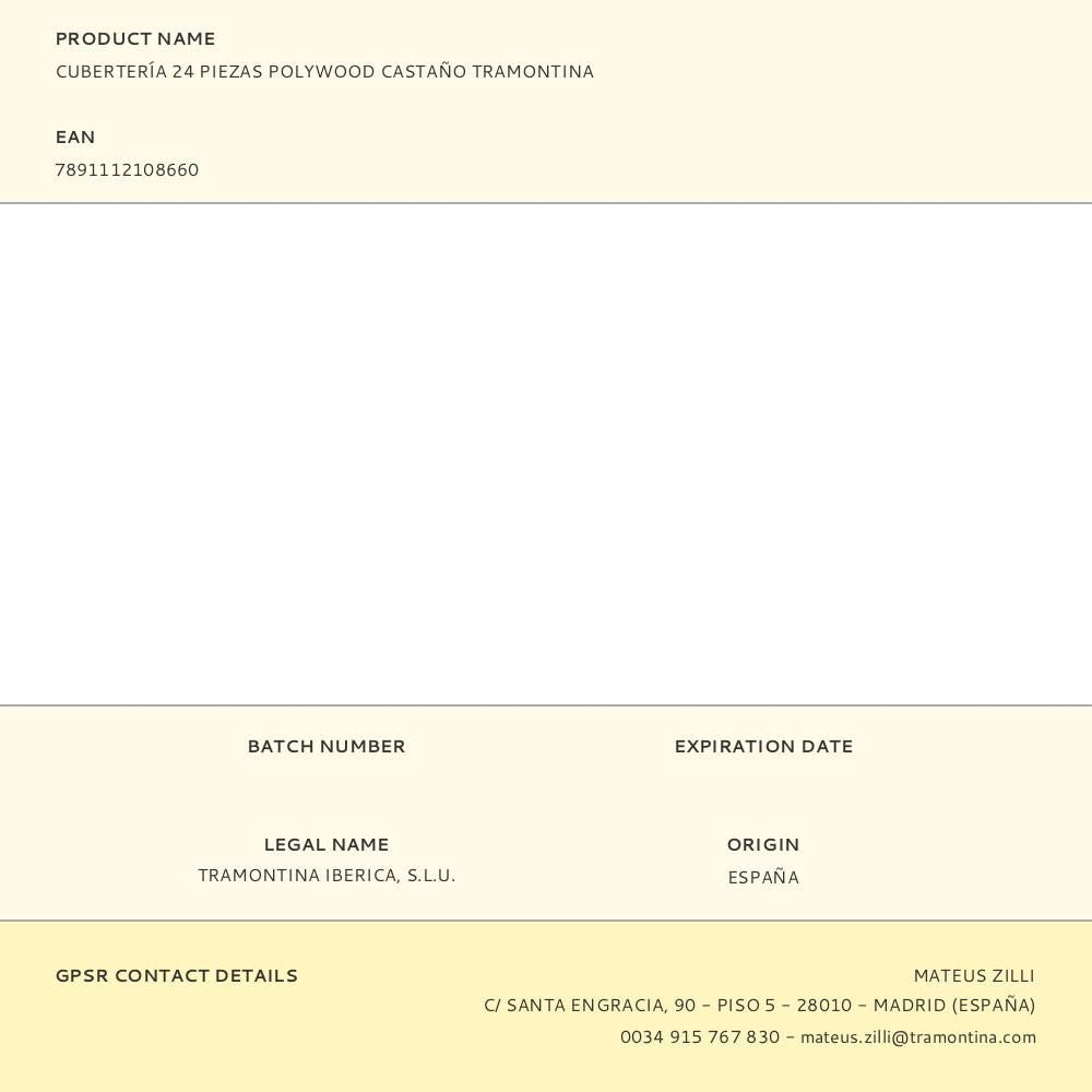Cubertería 24 piezas polywood castaño