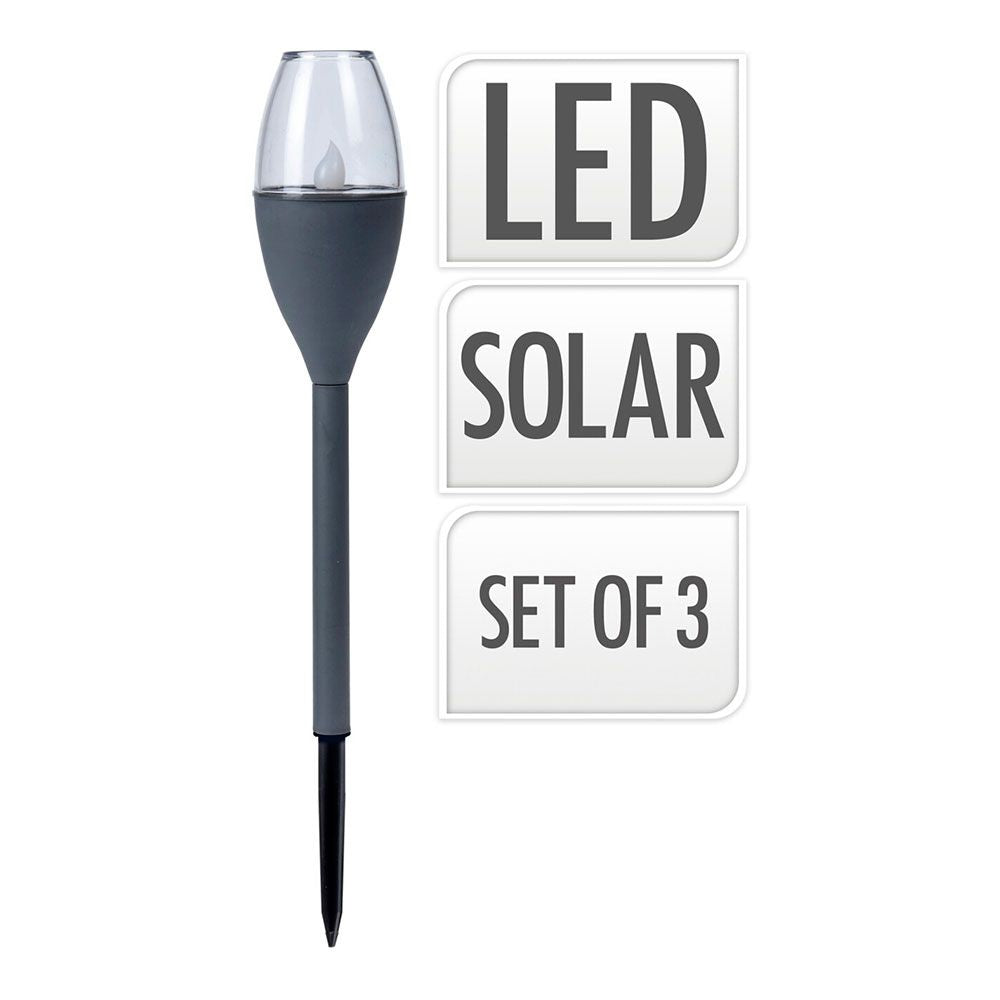 Lamparas solares color gris, 3 unidades