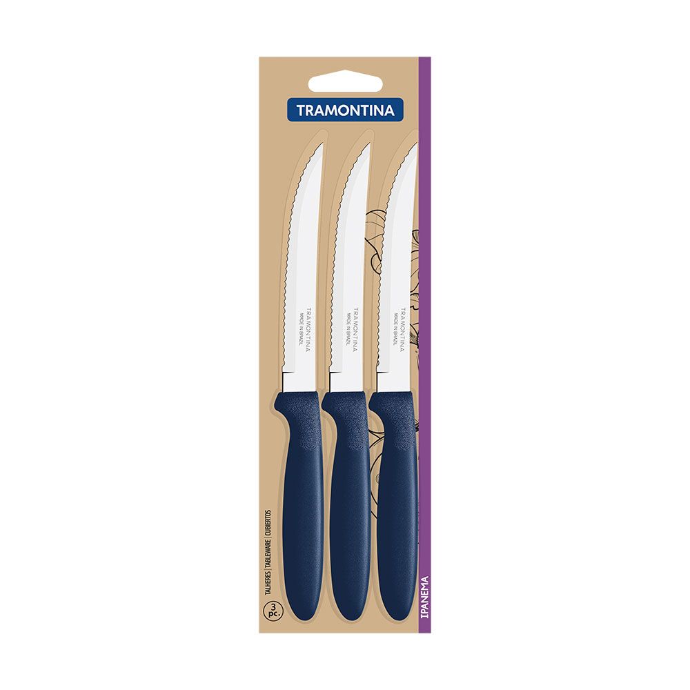 Cuchillos de asado ipanema azul 21,3 cm 3 uds